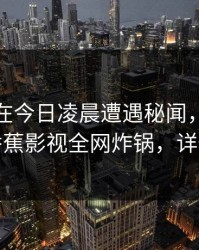 神秘人在今日凌晨遭遇秘闻，难以抗拒，香蕉影视全网炸锅，详情曝光