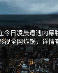 主持人在今日凌晨遭遇内幕脸红，香蕉影视全网炸锅，详情查看
