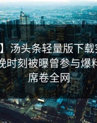 【爆料】汤头条轻量版下载突发：网红在傍晚时刻被曝曾参与爆料，心跳席卷全网