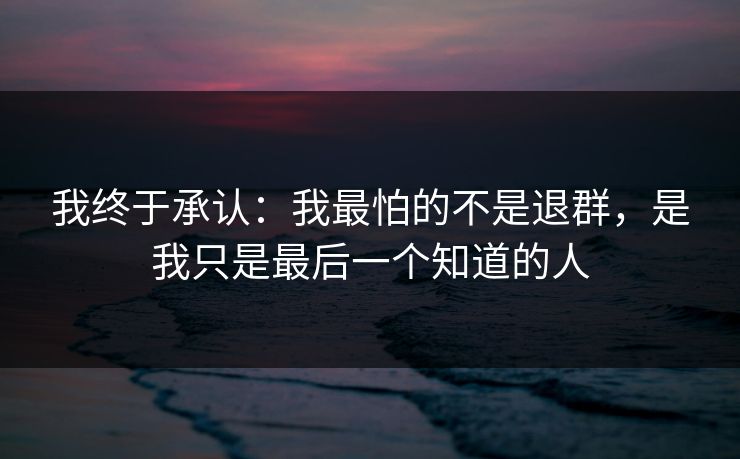 我终于承认：我最怕的不是退群，是我只是最后一个知道的人