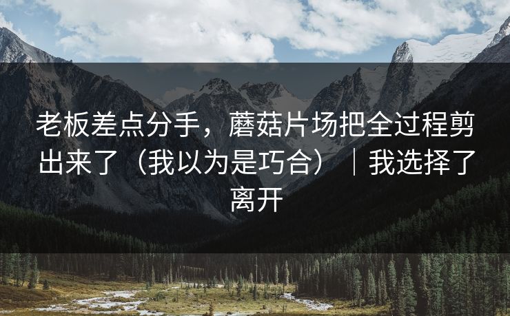 老板差点分手,蘑菇片场把全过程剪出来了(我以为是巧合)|我选择了离开 老板差点分手,蘑菇片场把全过程剪出来了(我以为是巧合)|我选择了离开