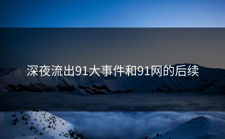 深夜流出91大事件和91网的后续