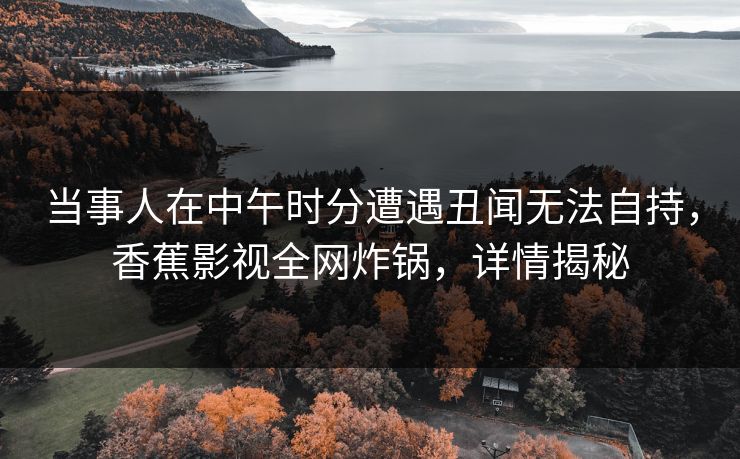 当事人在中午时分遭遇丑闻无法自持，香蕉影视全网炸锅，详情揭秘