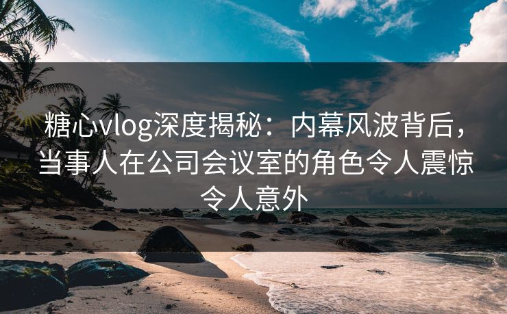 糖心vlog深度揭秘：内幕风波背后，当事人在公司会议室的角色令人震惊令人意外